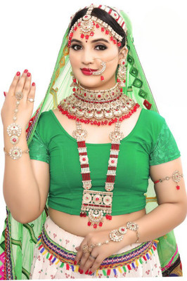 SS IMITATION JEWELLERY Alloy Gold-plated Red Jewellery Set(Pack of 1)