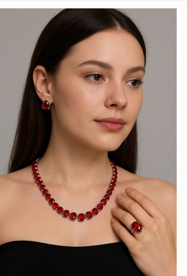 ALISS Brass Brass Red Jewellery Set(Pack of 3)