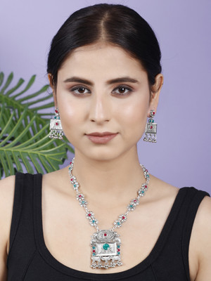 Diva creation Oxidised Silver Black Silver Maroon, Green Jewellery Set(Pack of 1)