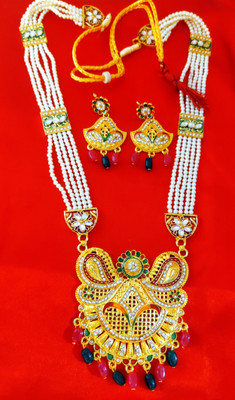 manohar Brass Gold-plated Multicolor Jewellery Set(Pack of 3)