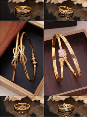 VEDDAA Brass Gold-plated Black, Bronze Jewellery Set(Pack of 6)
