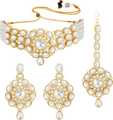 PEORA Alloy Gold-plated White Jewellery Set(Pack of 1)