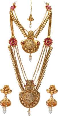 Swarajshop Alloy Gold-plated Maroon Jewellery Set(Pack of 1)