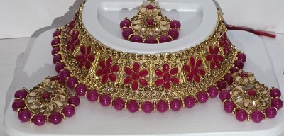 DEVANSH A SWEET LIFE Alloy Gold-plated Red Jewellery Set(Pack of 1)