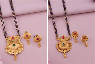 bhanu diam Alloy Gold-plated Gold Jewellery Set(Pack of 1)