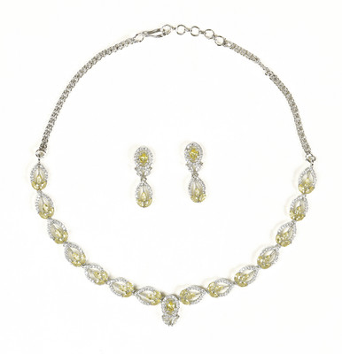Tarak Traders Brass Rhodium Yellow Jewellery Set(Pack of 1)