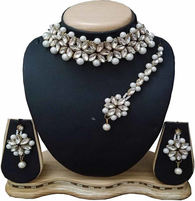 STYLISH DUDE Mother of Pearl, Alloy Gold-plated White Jewellery Set(Pack of 4)