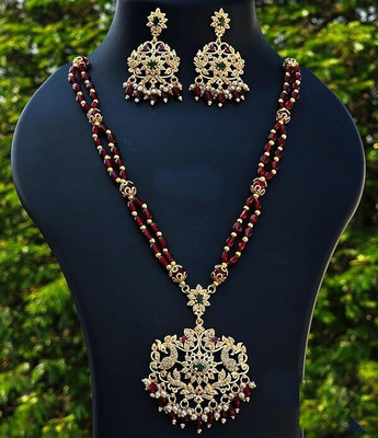 ecosustainmart Brass Maroon Jewellery Set(Pack of 1)