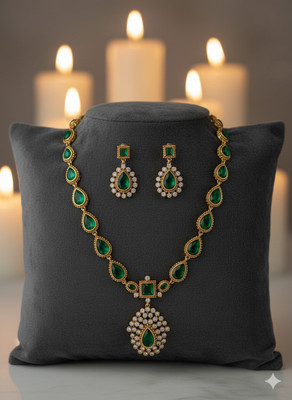 sr pro Alloy Gold-plated Green Jewellery Set(Pack of 1)