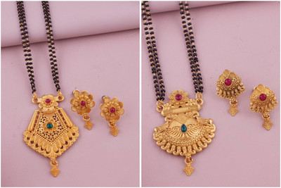 bhanu diam Alloy Gold-plated Gold Jewellery Set(Pack of 1)