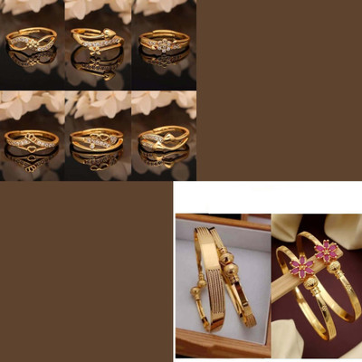Alasca Brass Gold-plated Maroon, Gold Jewellery Set(Pack of 8)