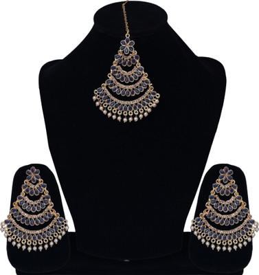 Darsha Collections Brass, Mother of Pearl, Crystal Gold-plated Blue Jewellery Set(Pack of 1)