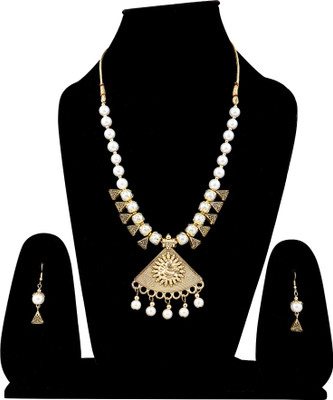 DEGHLAM Alloy Gold-plated White Jewellery Set(Pack of 3)