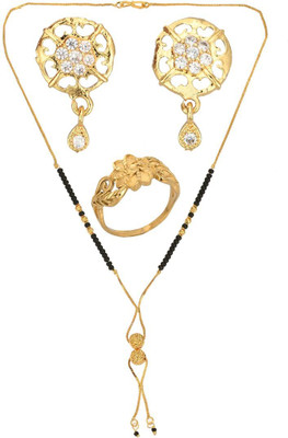 AanyaCentric Alloy Gold-plated Gold Jewellery Set(Pack of 4)