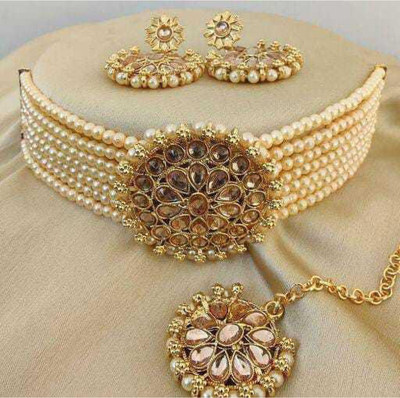 AMHRIK IMITATION Alloy Gold Jewellery Set(Pack of 1)