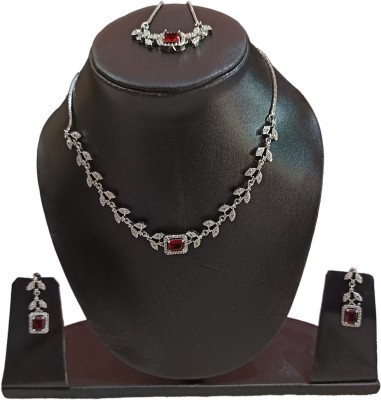 velvetra Oxidised Silver Red Jewellery Set(Pack of 3)