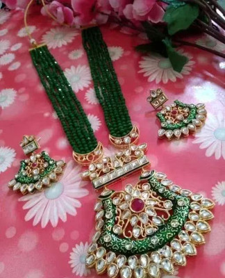 SatnamCreation Alloy Gold-plated Green Jewellery Set(Pack of 1)