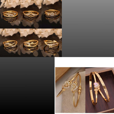 Alasca Brass Gold-plated Gold, Beige, Rose Gold Jewellery Set(Pack of 8)