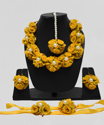 FLORE HALDI Fabric Yellow Jewellery Set(Pack of 6)