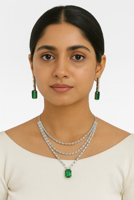 Henuka Copper Rhodium Silver Jewellery Set(Pack of 1)