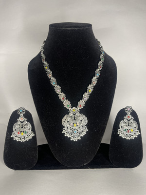 WOMENHOOD Oxidised Silver Silver Multicolor Jewellery Set(Pack of 3)