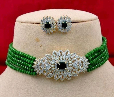 UNNATI JEWEL Brass Green Jewellery Set(Pack of 1)