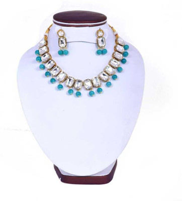 house of common Brass Gold-plated Blue Jewellery Set(Pack of 1)