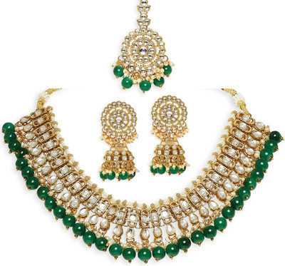 Oomph Alloy Gold-plated Green Jewellery Set(Pack of 3)