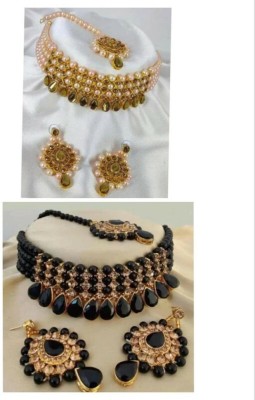 suman jewellers Alloy Gold-plated Black Jewellery Set(Pack of 1)