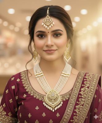 dzl Alloy Gold-plated White Jewellery Set(Pack of 1)