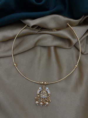 YIMBLI Traditional Wedding Wear Necklace/Jewellery Set For Women and Girls Gold-plated Plated Brass Necklace Set