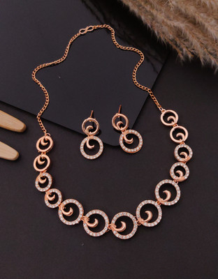 bhanu diam Alloy Gold-plated Rose Gold Jewellery Set(Pack of 1)