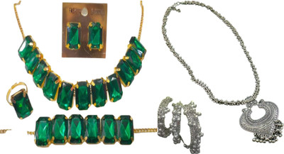 JMBW INTERNATIONAL Alloy Green, Silver Jewellery Set(Pack of 2)