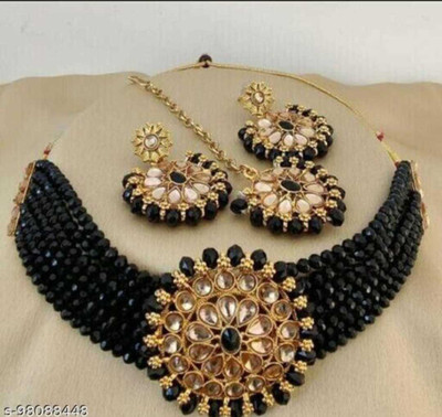 Amit Alloy Gold-plated Black Jewellery Set(Pack of 1)