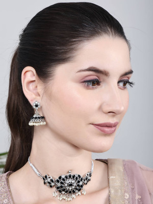 Gauri Fashions Alloy Black, Silver Jewellery Set(Pack of 1)