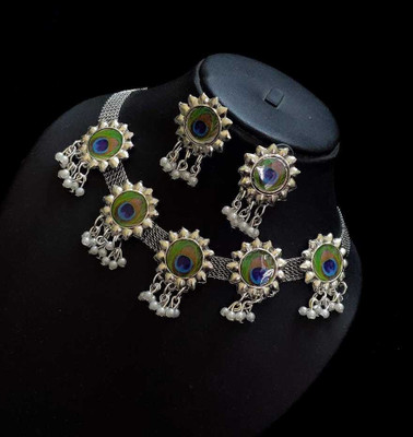 SRK Fashions Alloy Silver Silver, Blue Jewellery Set(Pack of 1)