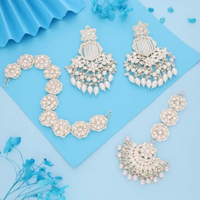 Prime Inclusive Alloy Gold-plated White Jewellery Set(Pack of 1)