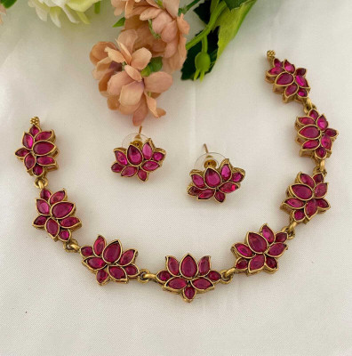 Adc fashions Alloy Gold-plated Red Jewellery Set(Pack of 2)