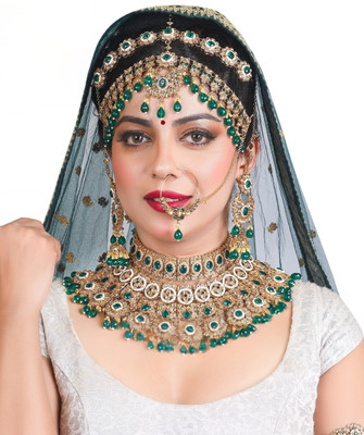 KK IMMITATION Alloy Gold-plated Green Jewellery Set(Pack of 1)