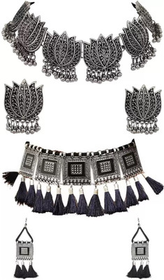 Ruhi Oxidised Silver Silver Silver, Black Jewellery Set(Pack of 1)