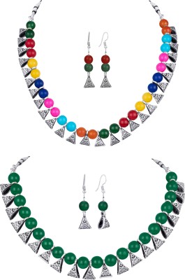 TAP Fashion Brass Silver Multicolor, Green Jewellery Set(Pack of 1)