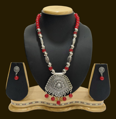 HARIHARA FASHION Oxidised Silver Red, Silver Jewellery Set(Pack of 1)