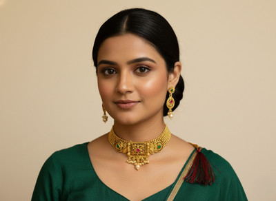 Vivity Alloy Gold-plated, Enamel Gold, Green Jewellery Set(Pack of 2)