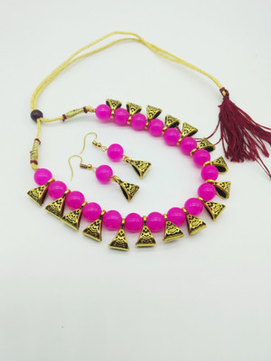 Ronak Fashion Alloy Gold-plated Pink, Gold Jewellery Set(Pack of 1)