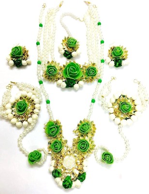 Sanvatsar Fabric Green, White Jewellery Set(Pack of 1)