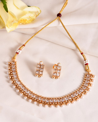 DASTOOR Alloy Gold-plated Multicolor, Gold, White Jewellery Set(Pack of 1)
