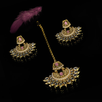 Kord Store Alloy Gold-plated Pink Jewellery Set(Pack of 1)