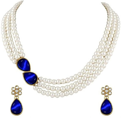 Pransh Alloy Gold-plated Blue, White Jewellery Set(Pack of 1)