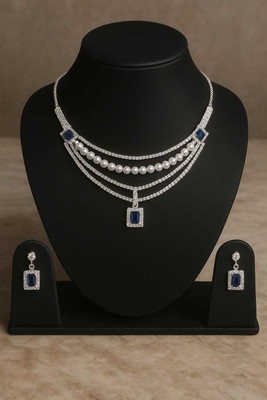 FRcollection Metal Blue, Silver Jewellery Set(Pack of 1)