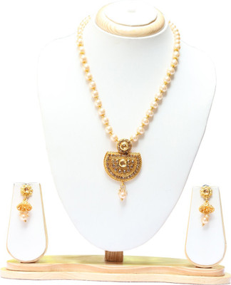 Swarajshop Copper Gold-plated White Jewellery Set(Pack of 1)